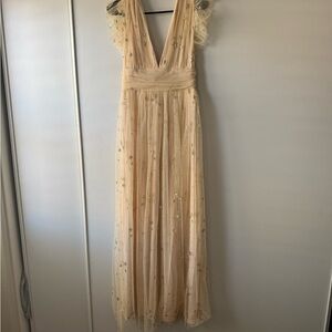 Soieblu Cream Maxi Dress with Gold Accents